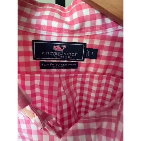 Vineyard Vines Gingham Pink Button Down Mens Shirt - Picture 2 of 2